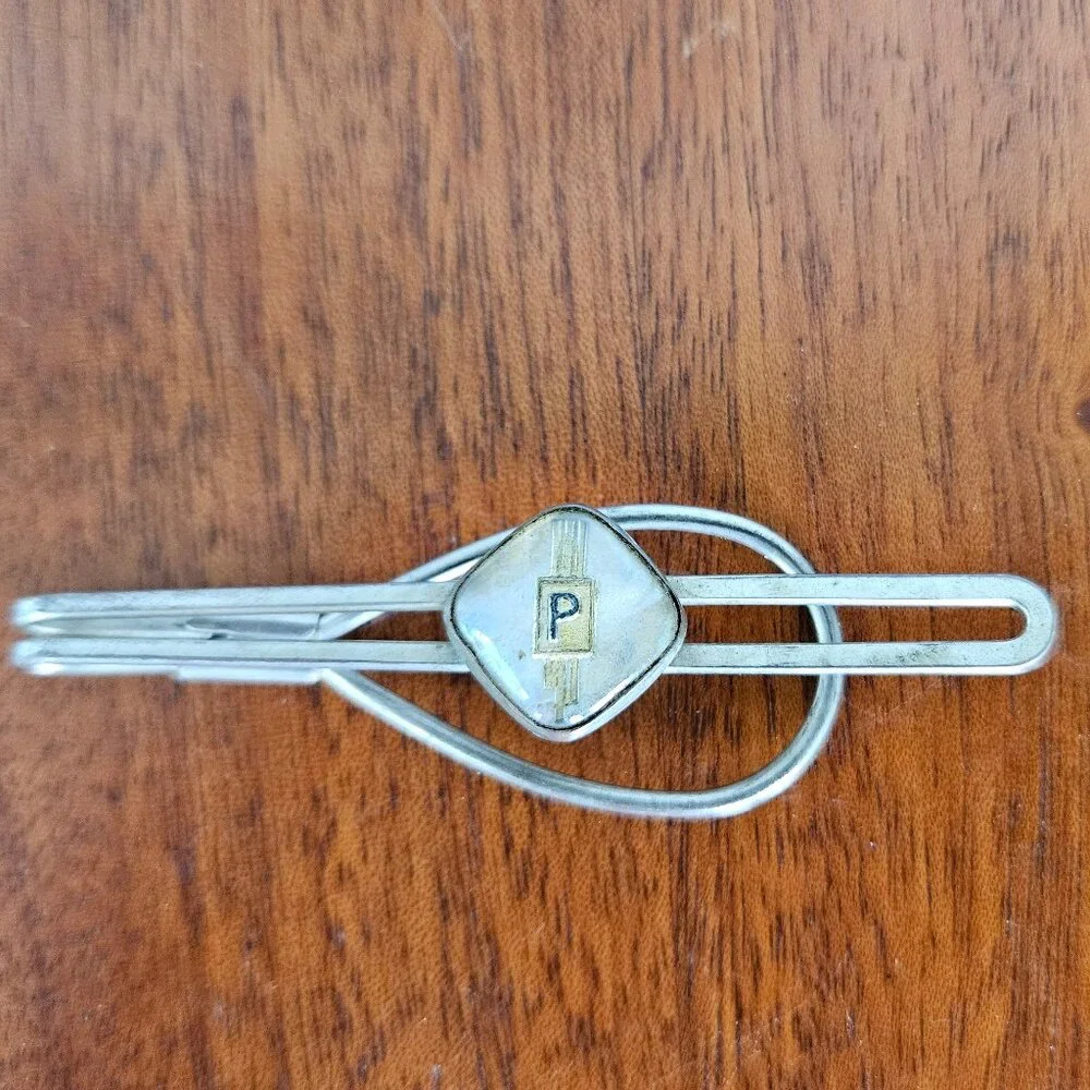 Vintage 1930s Tie Bar/Money Clip w/ 'P' Initial